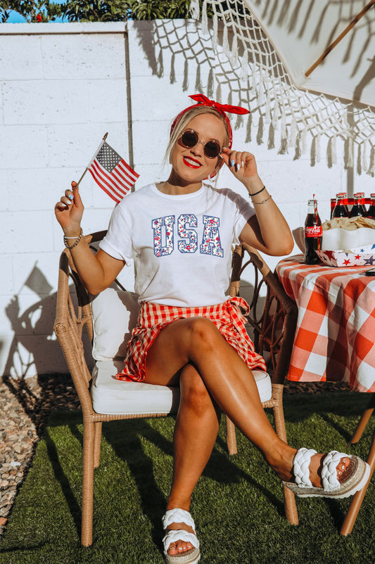 Faux Embroidered USA